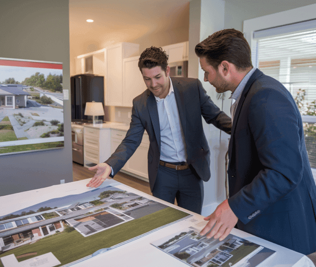 Professionals reviewing architectural plans